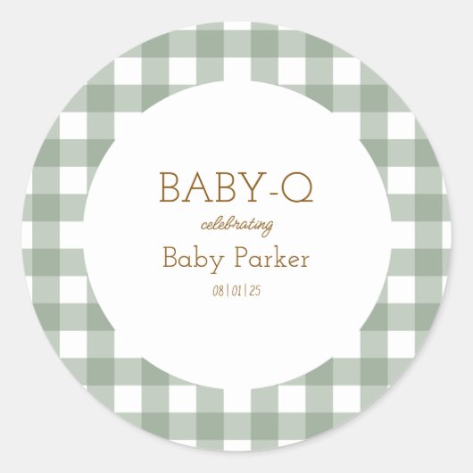 Simple Green Gingham Baby Shower Sticker (Vorderseite)