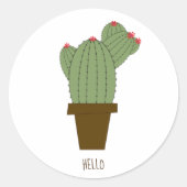 Simple Green Hello Cactus Runder Aufkleber (Vorderseite)
