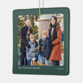 Simple green knit frame one photo Christmas Keramikornament (Links)