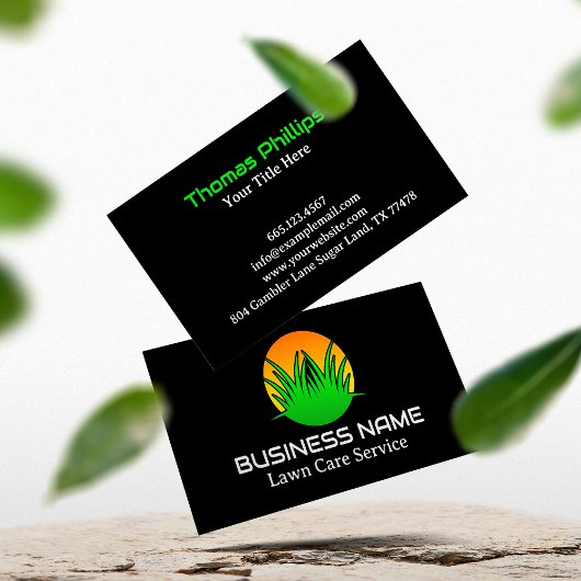 Simple Green Lawn Care Logo Business Card Visitenkarte