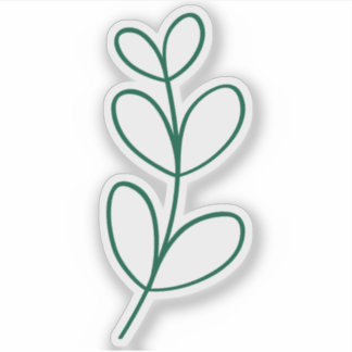 Simple Green Leaf Line Art Aufkleber