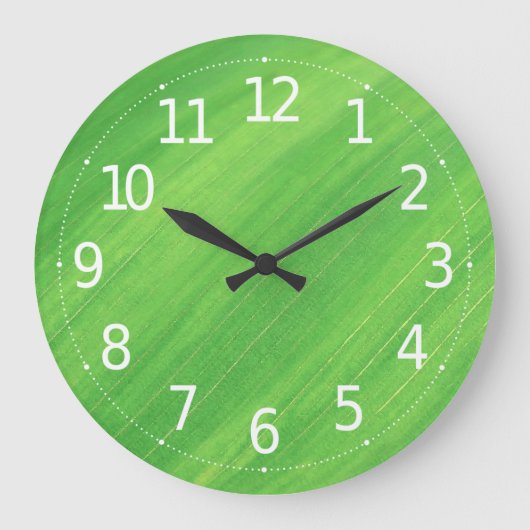 Simple Green Leaves Close-up | Wall Clock Große Wanduhr (Vorderseite)
