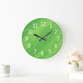 Simple Green Leaves Close-up | Wall Clock Große Wanduhr (Zuhause)