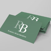 Simple Green Monogram QR Code | Connect with Me Visitenkarte