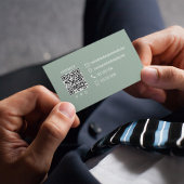 Simple Green Monogram QR Code | Connect with Me Visitenkarte