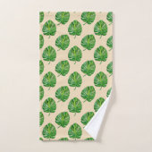 Simple Green Monstera Leaf Pattern on Light Beige Badhandtuch Set (Handtuch)