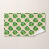 Simple Green Monstera Leaf Pattern on Light Beige Badhandtuch Set (Handtuch)