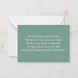 Simple Green Personalisiert Wedding Danke Mitteilungskarte