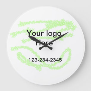 Simple green sparkle glitter add your logo number große wanduhr