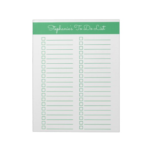 Simple Green Vertikal 8,5x11 Zweispalten-Checklist Notizblock (Rotiert)