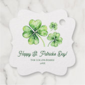 Simple Green Vierblättriges Kleeblatt Luck St Patr Geschenkanhänger (Rückseite)