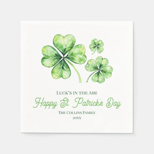 Simple Green Vierblättriges Kleeblatt Luck St Patr Serviette (Vorderseite)