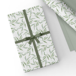 Simple Green Watercolor Leaves Botanical Pattern Geschenkpapier