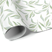 Simple Green Watercolor Leaves Botanical Pattern Geschenkpapier (Rolleneckpunkt)