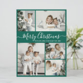 Simple Green White 5 Foto Collage Weihnachten (Stehend Vorderseite)