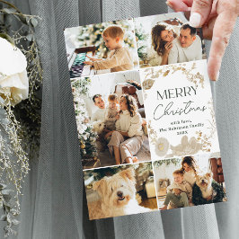 Simple Green White 5 Foto Weihnachtskarte Feiertagskarte