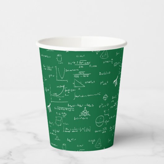 Simple Green White Math Pattern Pappbecher (Links)