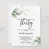 Simple Greenery 30. Geburtstag Einladung (Vorderseite)