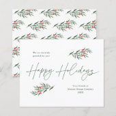 Simple Greenery Blätter Business Holiday Card (Vorne/Hinten)