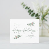 Simple Greenery Blätter Business Holiday Card (Stehend Vorderseite)
