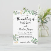 Simple Greenery Bloral Eucalyptus Wedding Invitati Einladung (Stehend Vorderseite)