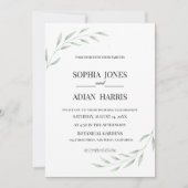 Simple Greenery Botanical Wedding Invitation Einladung (Vorderseite)