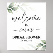 Simple Greenery Brautparty Begrüßungszeichen Poster (Vorne)