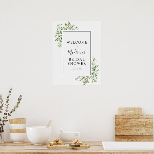 Simple Greenery Brautparty Welcome Poster (Küche)