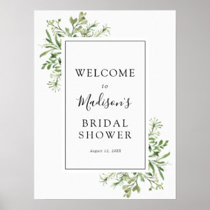 Simple Greenery Brautparty Welcome Poster
