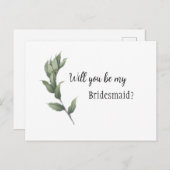 Simple Greenery Bridesmaid Vorschlag Postcard Postkarte (Vorne/Hinten)