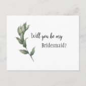 Simple Greenery Bridesmaid Vorschlag Postcard Postkarte (Vorderseite)
