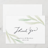 Simple Greenery Caligraphy Wedding Dankeskarte (Vorne/Hinten)