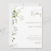 Simple Greenery Couple Foto Wedding Einladung (Vorderseite)