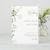 Simple Greenery Couple Foto Wedding Einladung (Stehend Vorderseite)