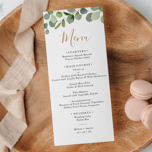 Simple Greenery Eucalyptus Menükarte