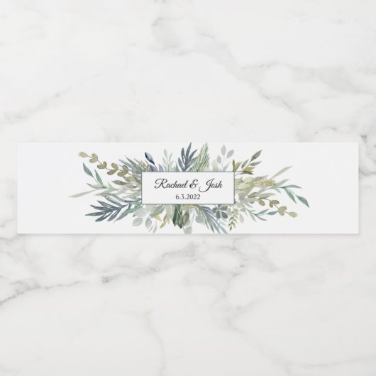 Simple Greenery Foliage Wedding Bouquet Wasserflaschenetikett (Einzelnes Label)