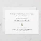 Simple Greenery Funeral Personalized Thank You Dankeskarte (Rückseite)