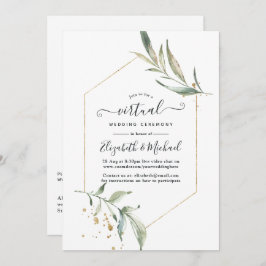Simple Greenery Geometric Online Virtual Wedding Einladung