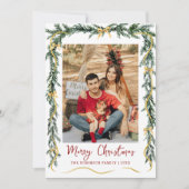 Simple Greenery Gold Bows Frohe Weihnachten 1 Foto (Vorderseite)