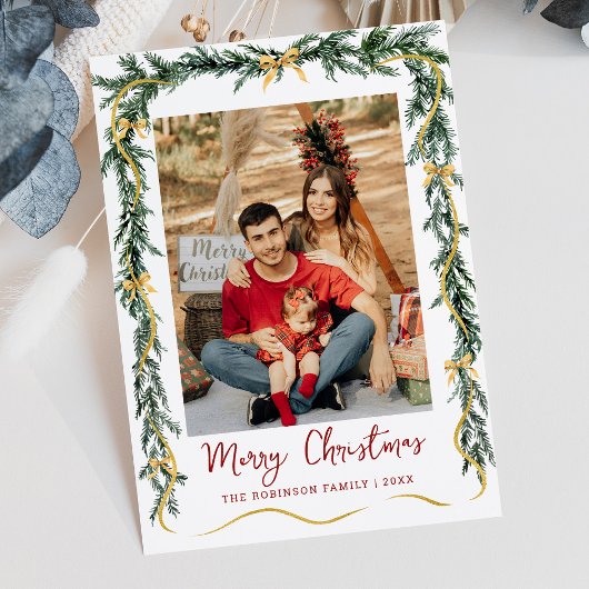 Simple Greenery Gold Bows Frohe Weihnachten 1 Foto