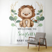 Simple Greenery Gold Lion Boy Baby Dusche Willkomm Wandteppich (Beispiel)