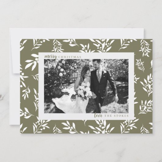 Simple Greenery Holiday Weihnachtskarte Dankeskarte (Vorderseite)