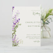 Simple Greenery Lavender Couple Foto Wedding Einladung (Stehend Vorderseite)