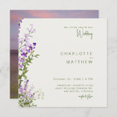 Simple Greenery Lavender Foto Square Wedding (Vorne/Hinten)