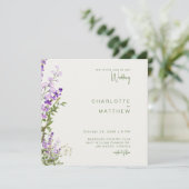 Simple Greenery Lavender Foto Square Wedding (Stehend Vorderseite)