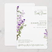Simple Greenery Lavender Rounded Brautparty Einladung (Vorne/Hinten)