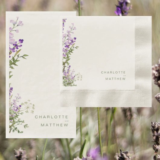 Simple Greenery Lavender Square Wedding Serviette