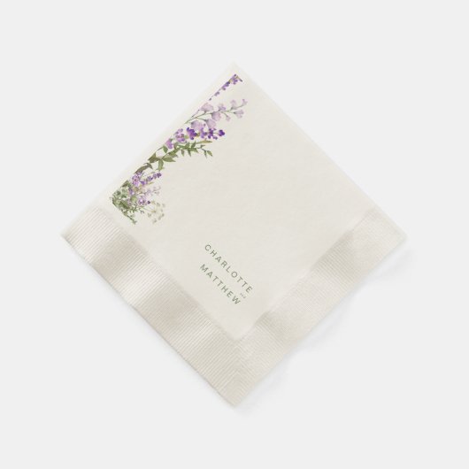 Simple Greenery Lavender Square Wedding Serviette (Ecke)