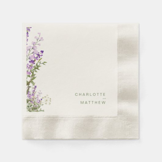 Simple Greenery Lavender Square Wedding Serviette (Vorderseite)