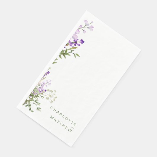 Simple Greenery Lavender White Wedding Serviette (Ecke)